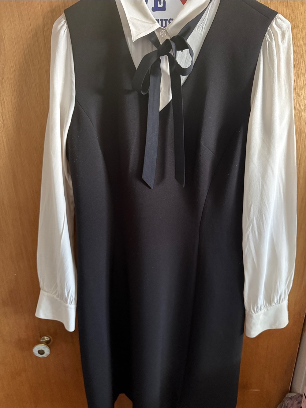 Kate Spade Black Dress with Ivory Long Sleeves Size 12